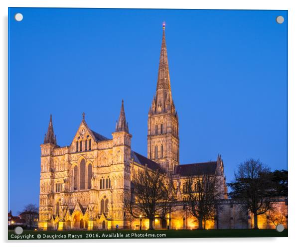 Salisbury Cathedral at twilight Acrylic by Daugirdas Racys