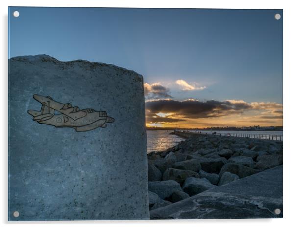 Mount Batten Pier Sunset Acrylic by Jon Rendle