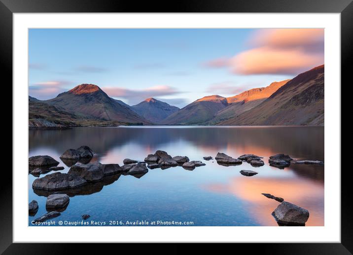 Last light at Wastwater, Lake District, England Framed Mounted Print by Daugirdas Racys