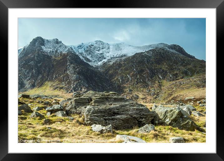 Y Garn from Llyn Idwal Snowdonia in Winter Wales  Framed Mounted Print by Nick Jenkins