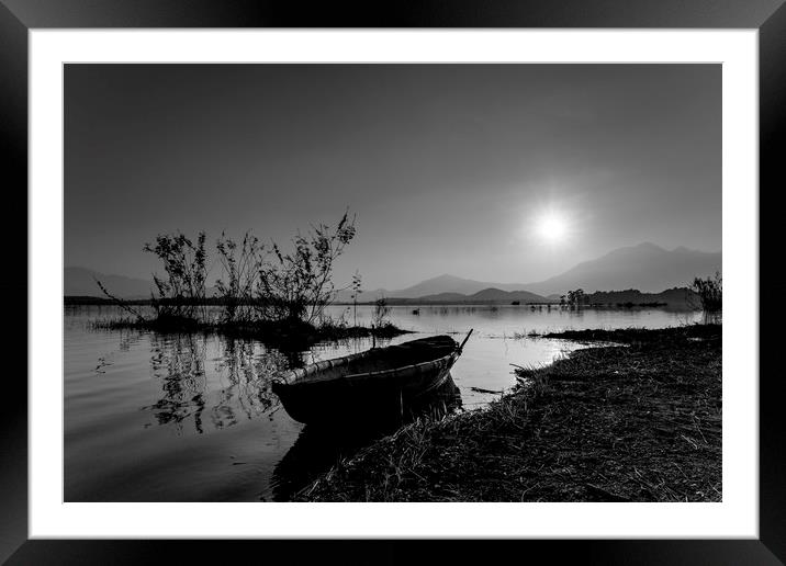 The black & white boat Framed Mounted Print by Pham Do Tuan Linh