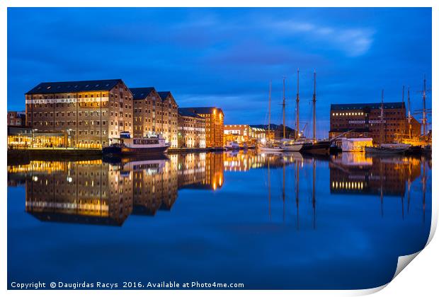 Gloucester Quays at dusk Print by Daugirdas Racys