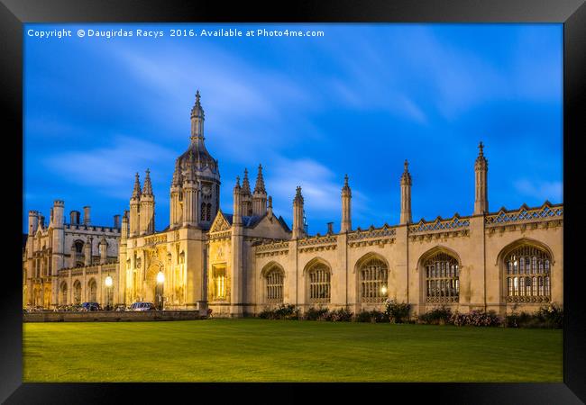 University of Cambridge, Kings College at twilight Framed Print by Daugirdas Racys