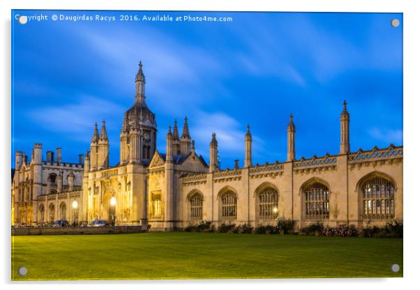 University of Cambridge, Kings College at twilight Acrylic by Daugirdas Racys