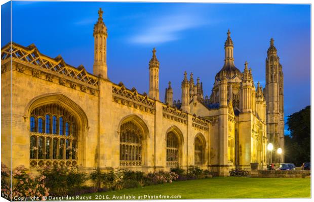 University of Cambridge, Kings College at twilight Canvas Print by Daugirdas Racys