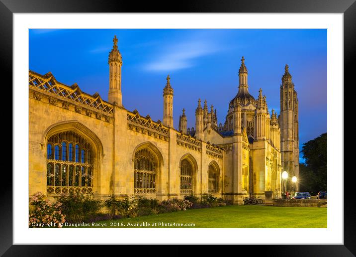 University of Cambridge, Kings College at twilight Framed Mounted Print by Daugirdas Racys