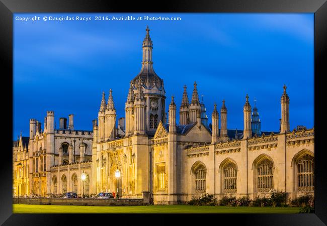 University of Cambridge, Kings College at twilight Framed Print by Daugirdas Racys