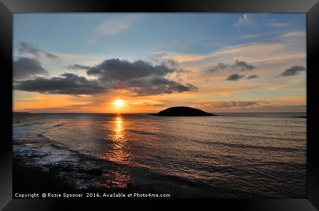 Looe island sunrise  Framed Print by Rosie Spooner