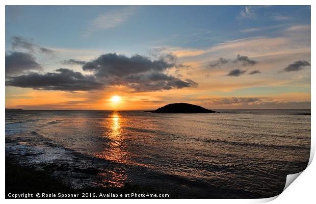 Looe island sunrise  Print by Rosie Spooner