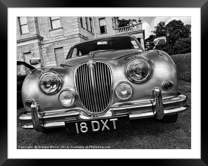 Classic Jaguar car Framed Mounted Print by Graham Moore