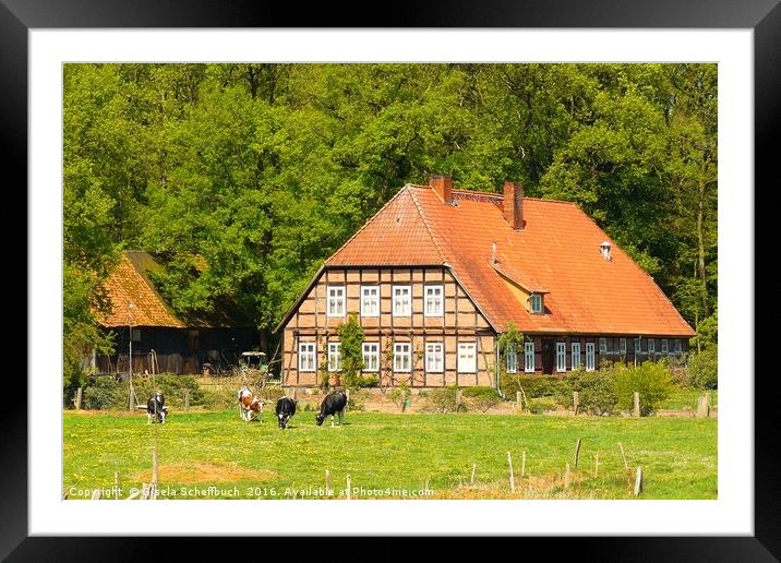 Farm House in Lower Saxony Framed Mounted Print by Gisela Scheffbuch
