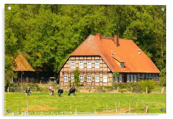 Farm House in Lower Saxony Acrylic by Gisela Scheffbuch