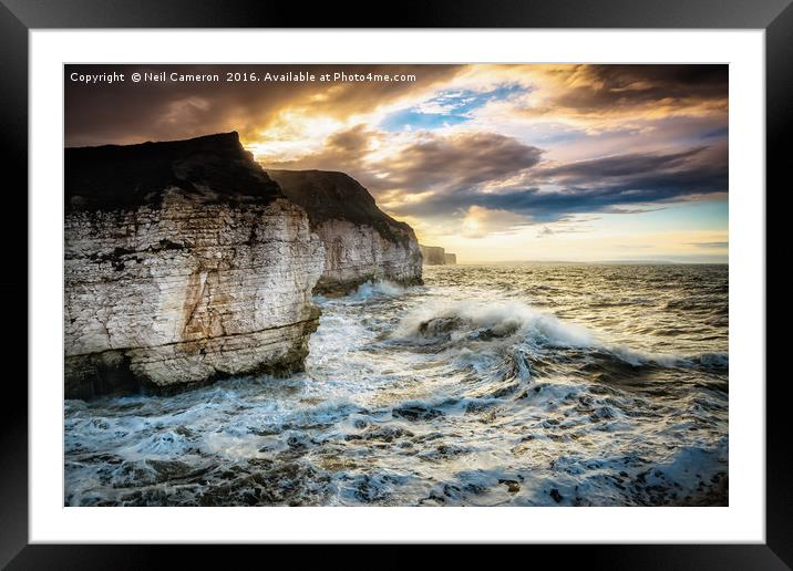 Flamborough Sunset Framed Mounted Print by Neil Cameron