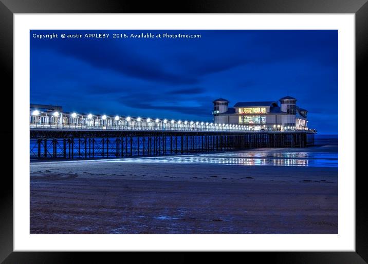 Weston Super Mare Pier At Night Framed Mounted Print by austin APPLEBY