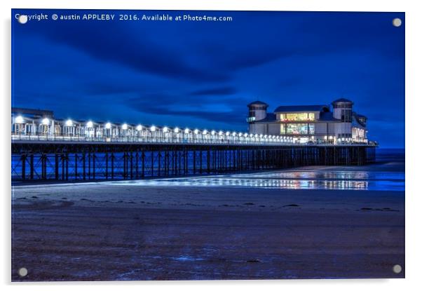 Weston Super Mare Pier At Night Acrylic by austin APPLEBY