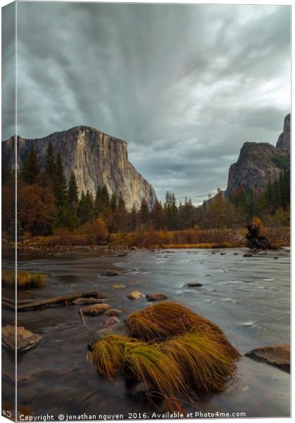 Storm over Yosemite Valley Canvas Print by jonathan nguyen