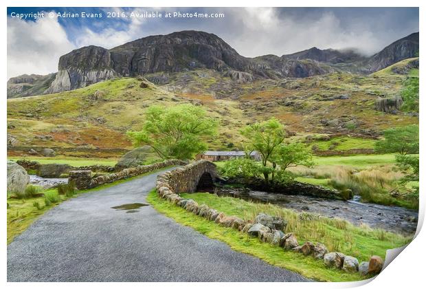 Mountain Cottage Llanberis Pass Wales  Print by Adrian Evans