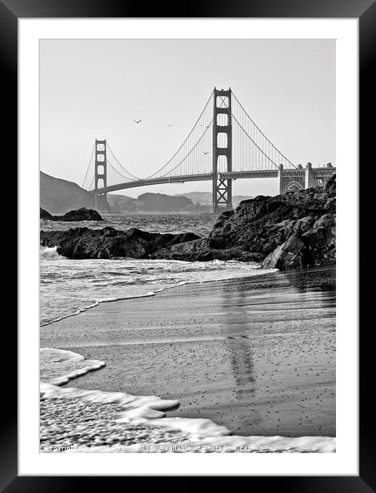 World famous Golden Gate Bridge with a scenic beac Framed Mounted Print by Jamie Pham