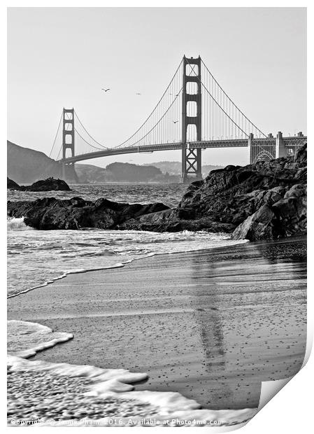 World famous Golden Gate Bridge with a scenic beac Print by Jamie Pham