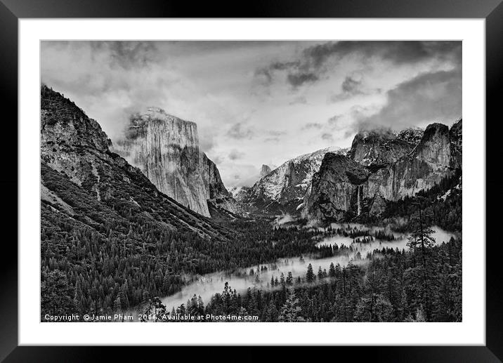 Dramatic View of Yosemite National Park from Tunne Framed Mounted Print by Jamie Pham