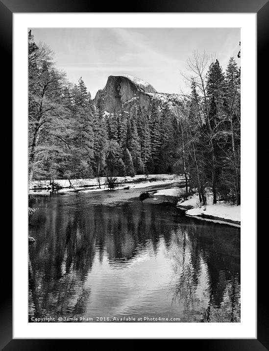 Dramatic winter view of Half Dome. Framed Mounted Print by Jamie Pham
