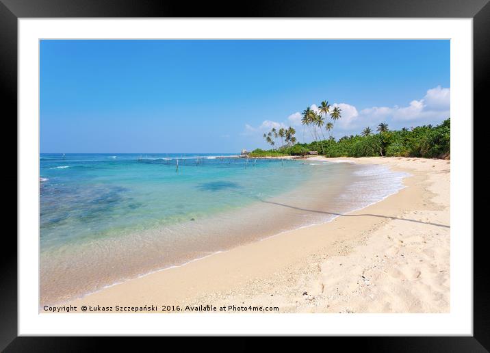 Sandy beach by emerald Indian Ocean Framed Mounted Print by Łukasz Szczepański