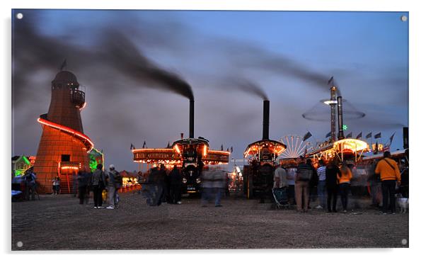 Showmans Engines at dusk Acrylic by Rob Hawkins
