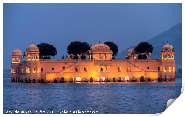 The Jal Mahal Palace in Jaipur, India Print by Alan Crawford