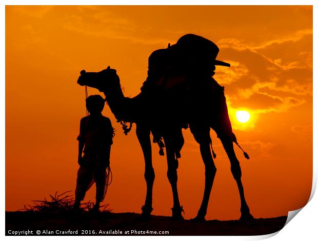 Camel and Minder, India Print by Alan Crawford