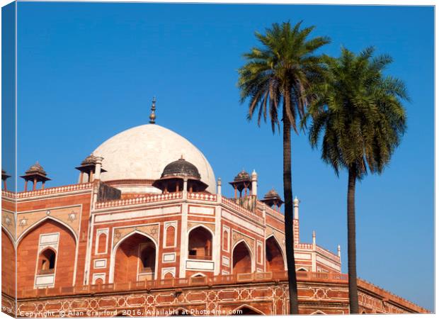View of the Humayun Tomb in Delhi, India Canvas Print by Alan Crawford