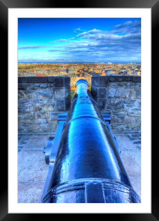 Edinburgh Castle Cannon Framed Mounted Print by David Pyatt
