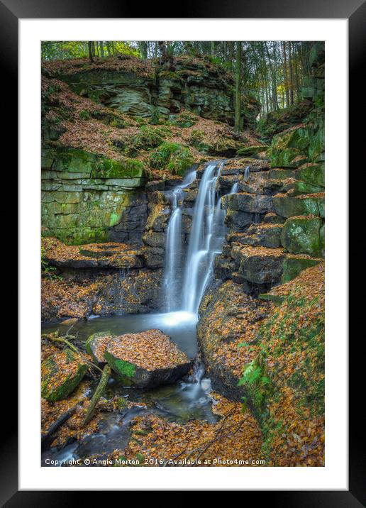 Wharnley Burn Waterfall Framed Mounted Print by Angie Morton