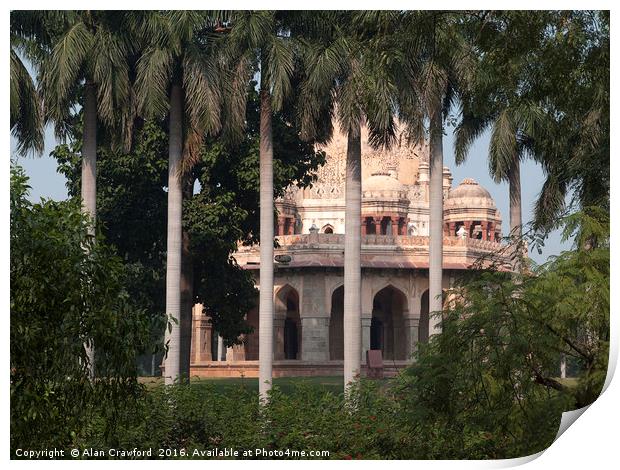 Tomb in Lodhi Gardens, Delhi Print by Alan Crawford