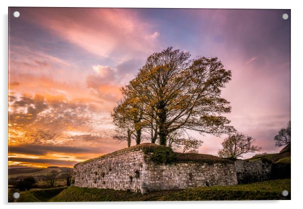 Carisbrooke Castle Walls Sunset Acrylic by Wight Landscapes