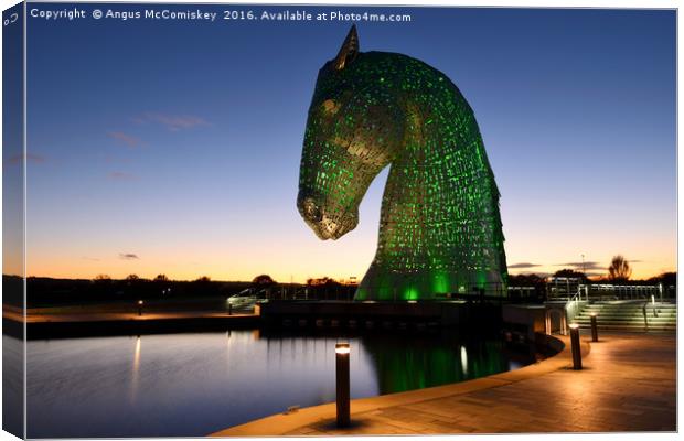 The Kelpies at sunset, Falkirk Canvas Print by Angus McComiskey