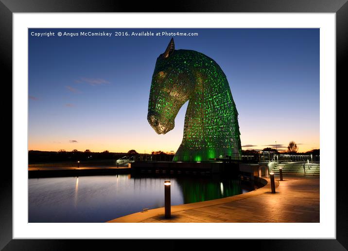 The Kelpies at sunset, Falkirk Framed Mounted Print by Angus McComiskey