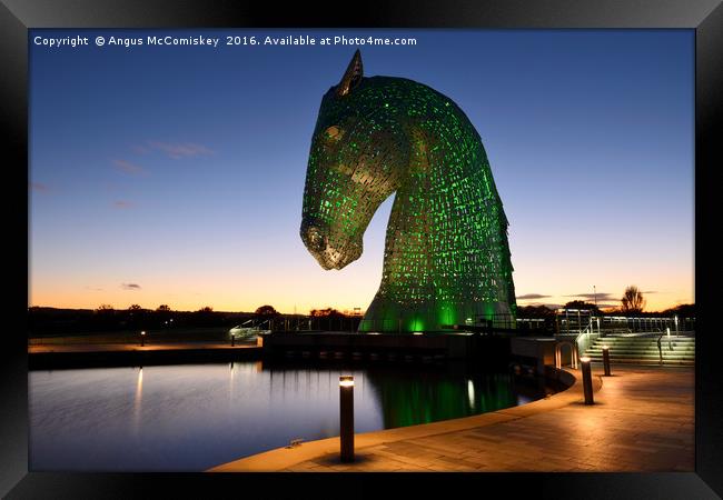 The Kelpies at sunset, Falkirk Framed Print by Angus McComiskey