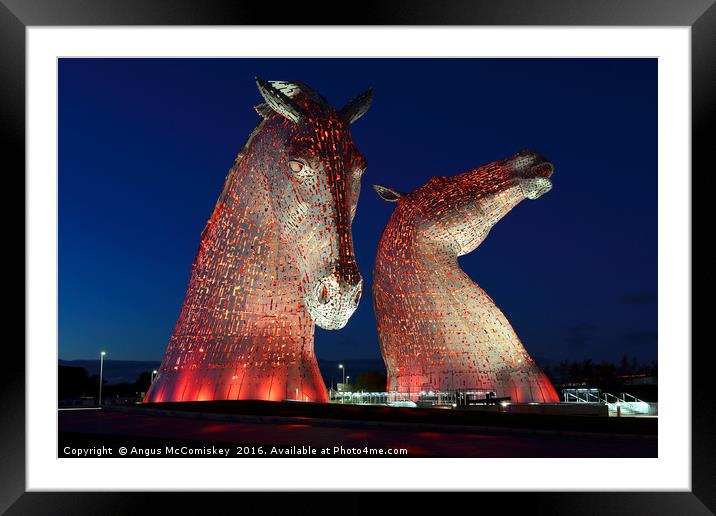 The Kelpies by night 2, Falkirk Framed Mounted Print by Angus McComiskey