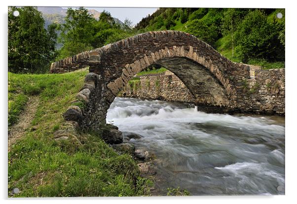 romanesque bridge Acrylic by Josep M Peñalver
