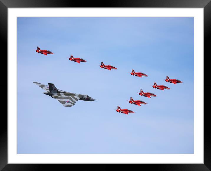 Avro Vulcan and the Red Arrows Framed Mounted Print by Stephen Wright