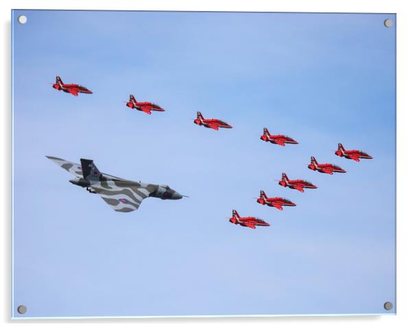 Avro Vulcan and the Red Arrows Acrylic by Stephen Wright