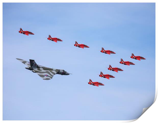 Avro Vulcan and the Red Arrows Print by Stephen Wright