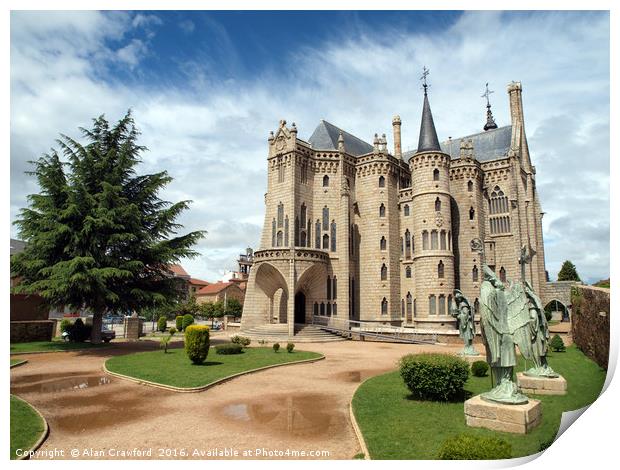 The Episcopal Palace of Astorga, Spain  Print by Alan Crawford