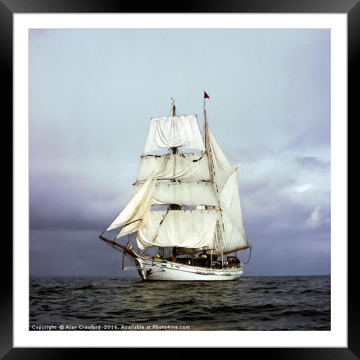 Tall Ship at Sea Framed Mounted Print by Alan Crawford