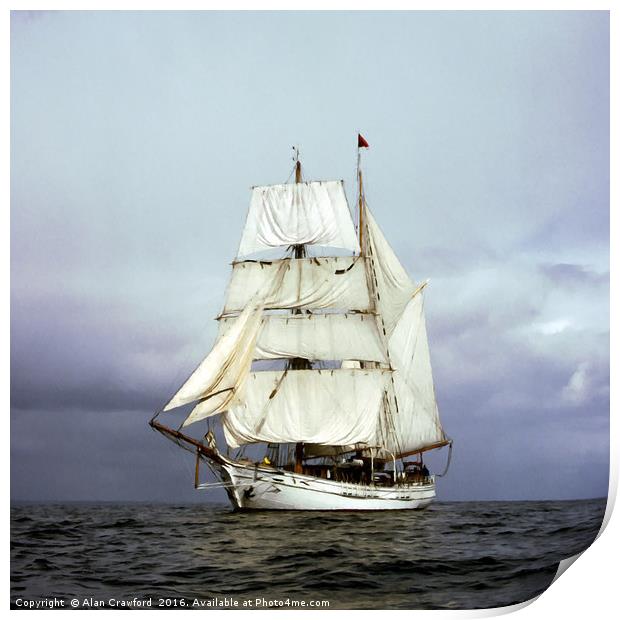 Tall Ship at Sea Print by Alan Crawford