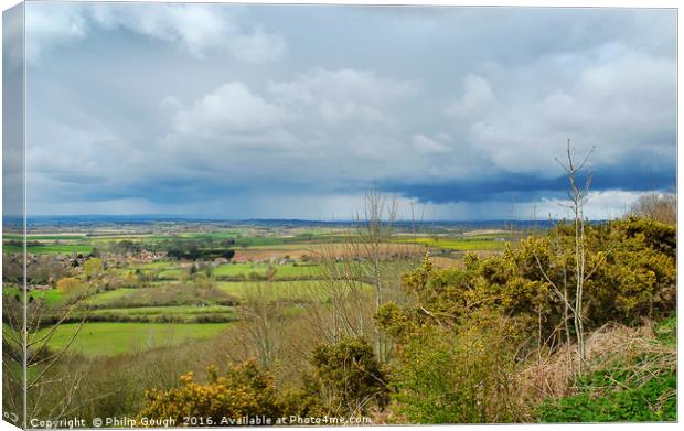 Rain over The SomersetLevels Canvas Print by Philip Gough