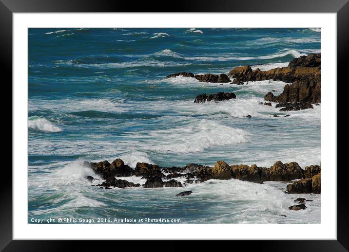 Rocky Sea's Framed Mounted Print by Philip Gough