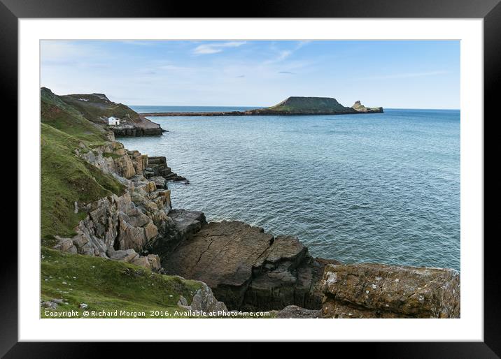 Worms Head, Rhossili, Gower, South Wales. Framed Mounted Print by Richard Morgan