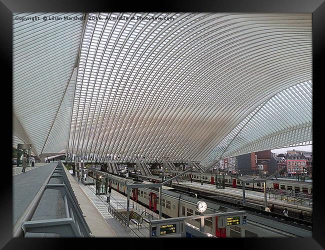 Liege-Guillemins Railway station.  Framed Print by Lilian Marshall