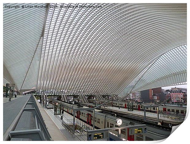 Liege-Guillemins Railway station.  Print by Lilian Marshall